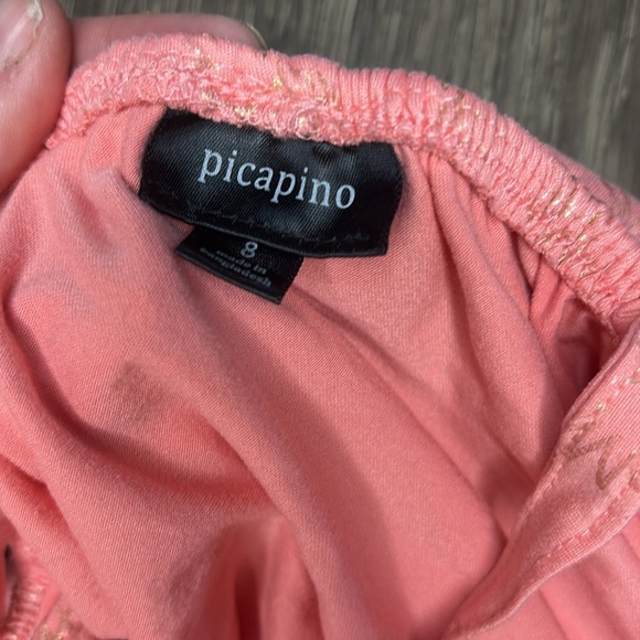 Girls Picapino coral dress with shiny pineapples on it size 8 - Picture 4 of 4